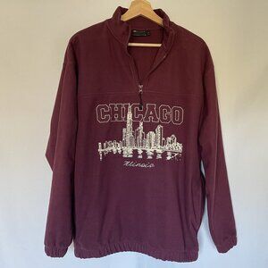 ASOS Design men's size small chicago illinois polyester half zip fleece sweater